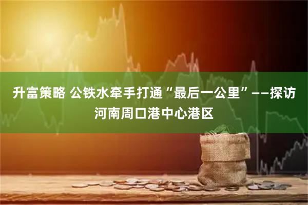 升富策略 公铁水牵手打通“最后一公里”——探访河南周口港中心港区