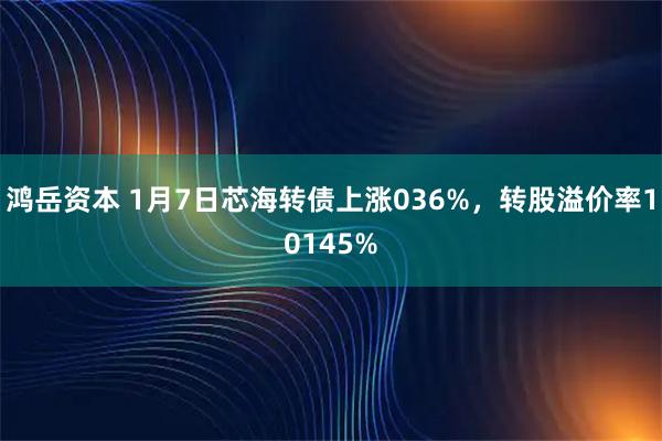 鸿岳资本 1月7日芯海转债上涨036%，转股溢价率10145%